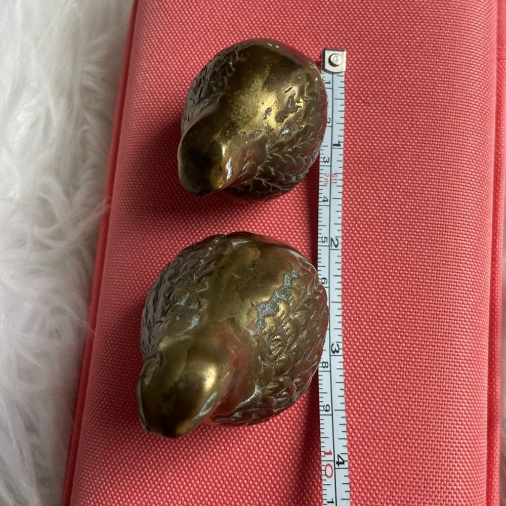 Vintage Brass Quail Bird Statues Figurine/ Paperweights- Set of 2